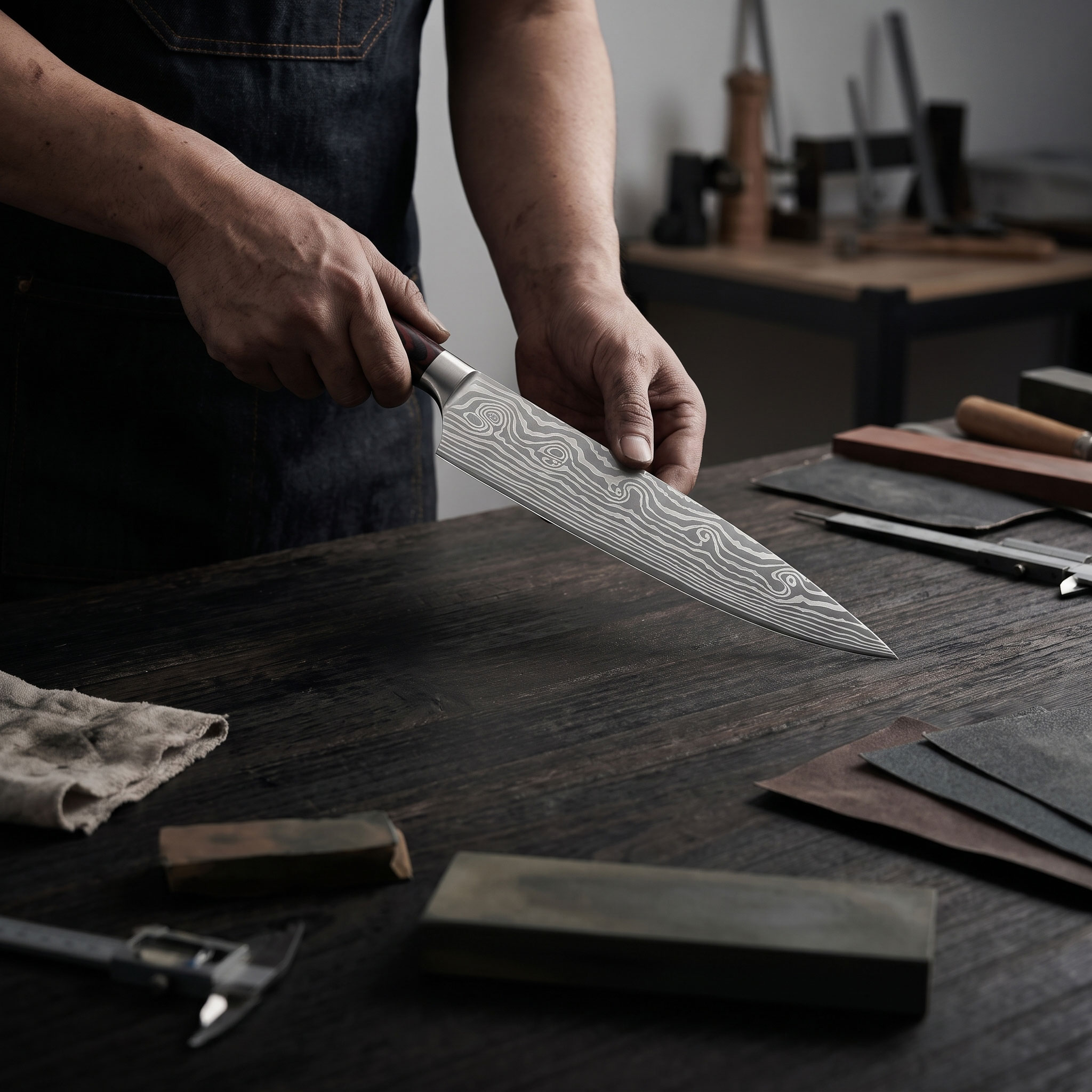 SANDEWILY kiritsuke knife, laser-etched finish